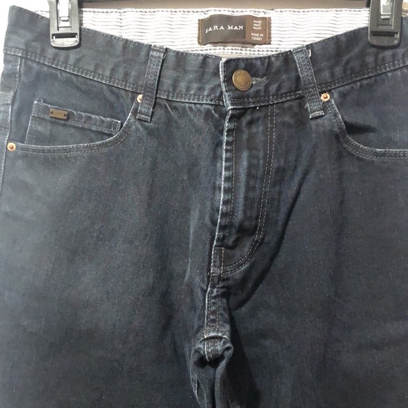 Zara Man Jeans Mens 31 Cotton 5-Pockets Straight Pant Dark Wash Blue Casual - Picture 3 of 8